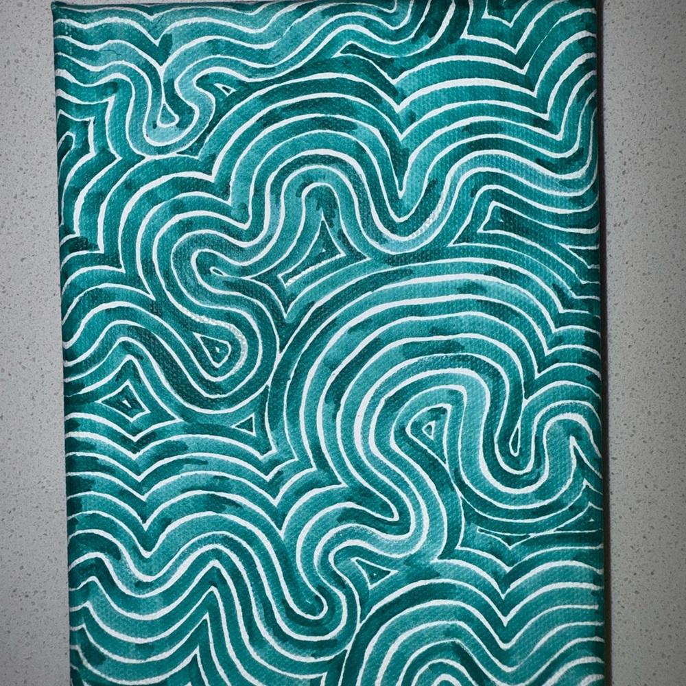 Abstract Teal and White Canvas Art by Pax